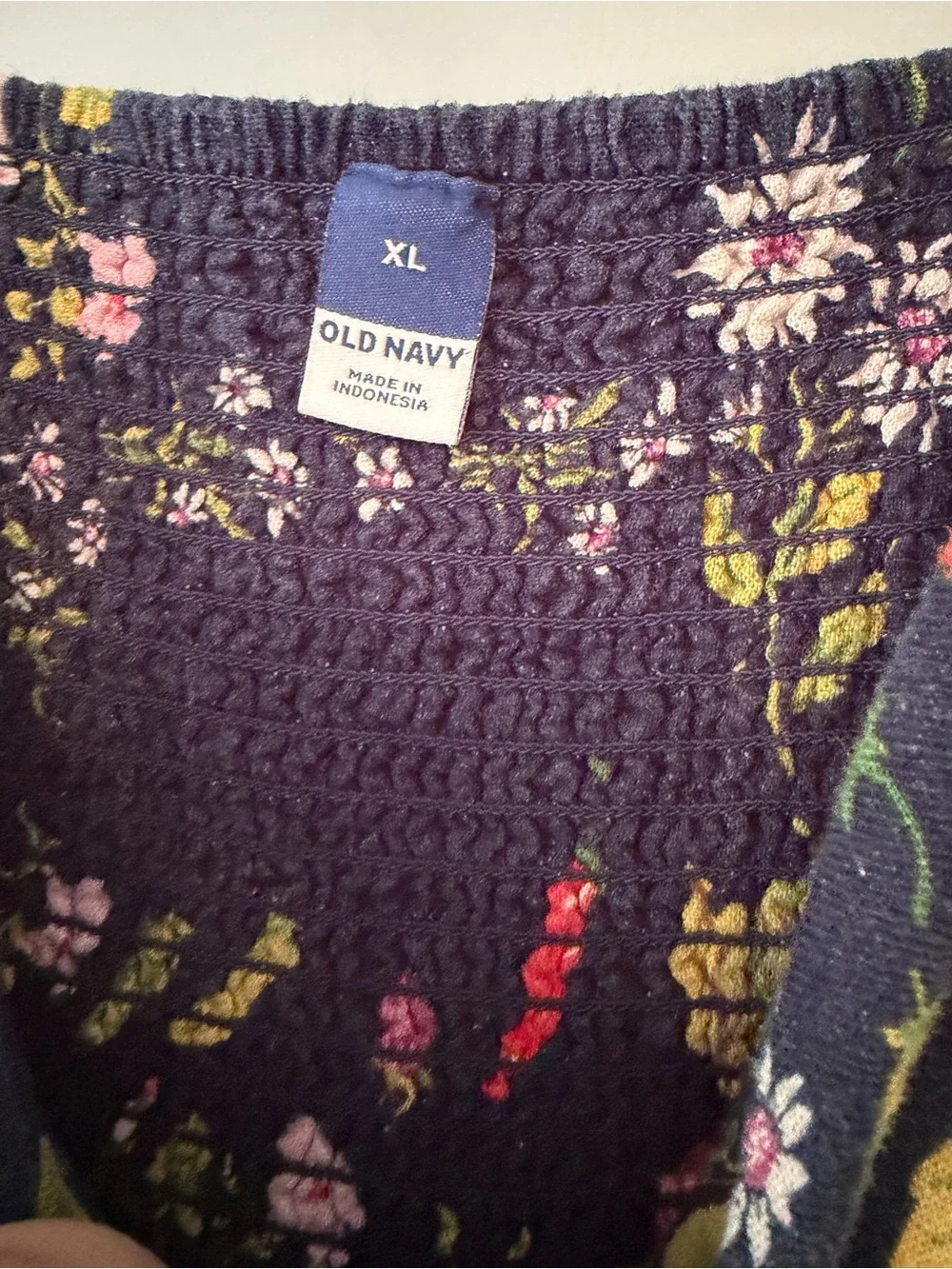 Navy Floral Fit and Flare Linen Midi Dress with Pockets - Picture 7 of 11